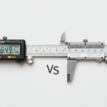 Close-up of an analog caliper with a Vernier scale for manual measurement. Digital Caliper vs Analog
